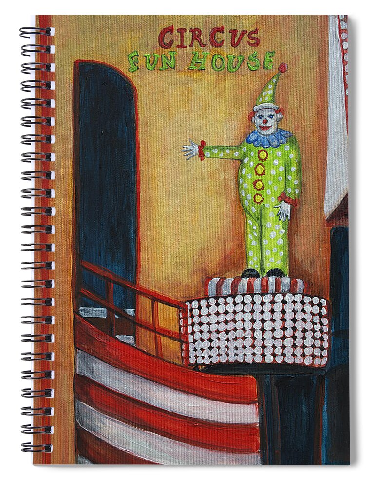 Asbury Art Spiral Notebook featuring the painting The Circus Fun House by Patricia Arroyo