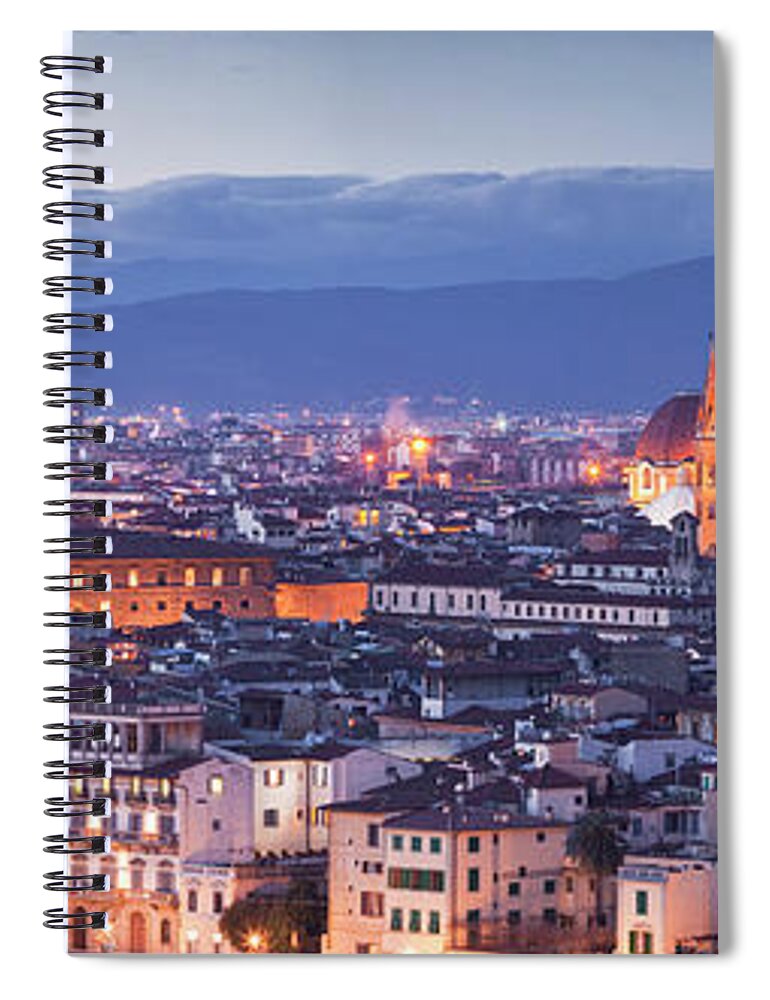 Panoramic Spiral Notebook featuring the photograph The City Of Florence At Dusk by Julian Elliott Photography