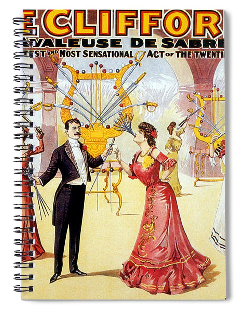 Entertainment Spiral Notebook featuring the photograph The Cliffords, Sword Swallowing Act by Science Source