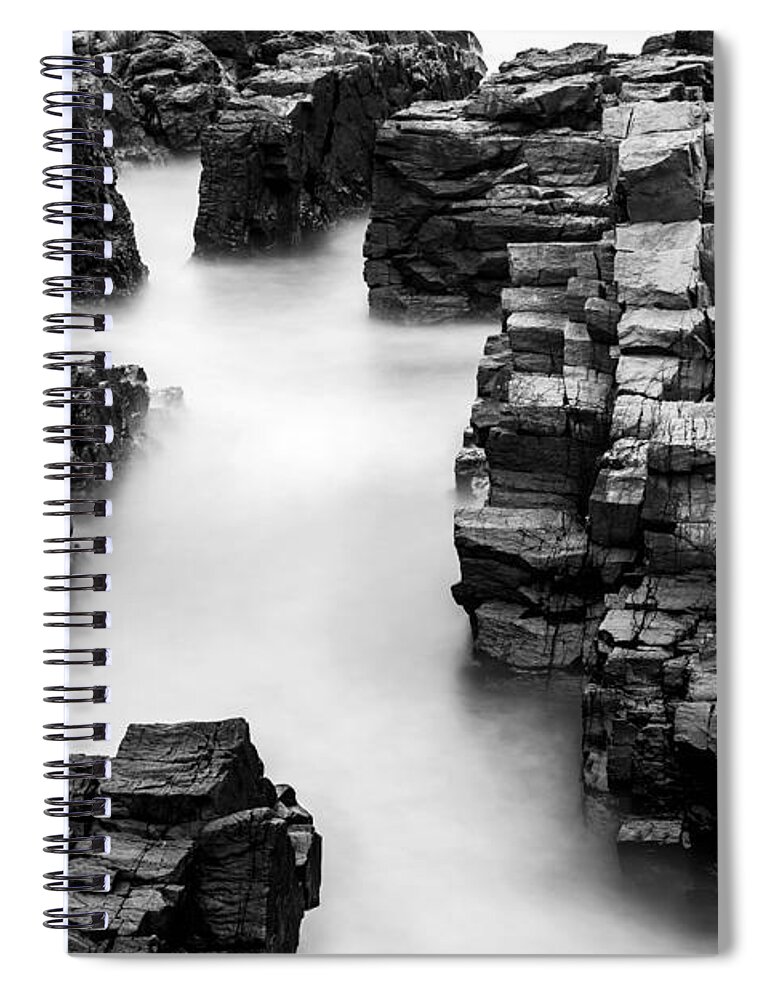 Black And White Spiral Notebook featuring the photograph The cliffs by Gunnar Orn Arnason