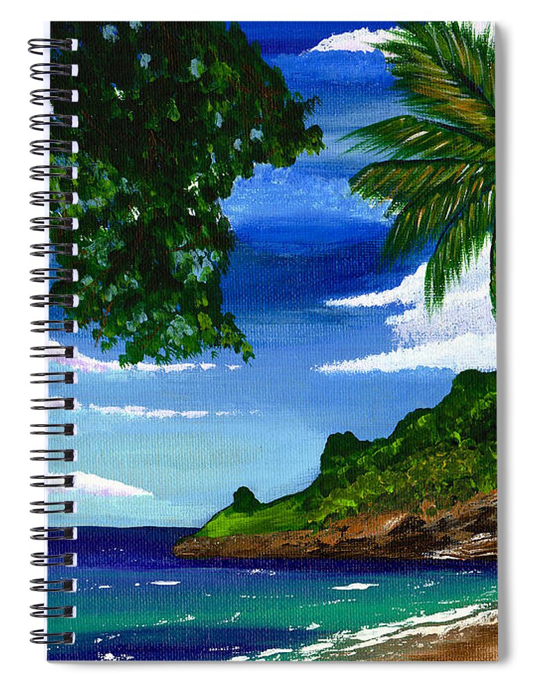 Landscape Spiral Notebook featuring the painting The Coconut Tree by Laura Forde