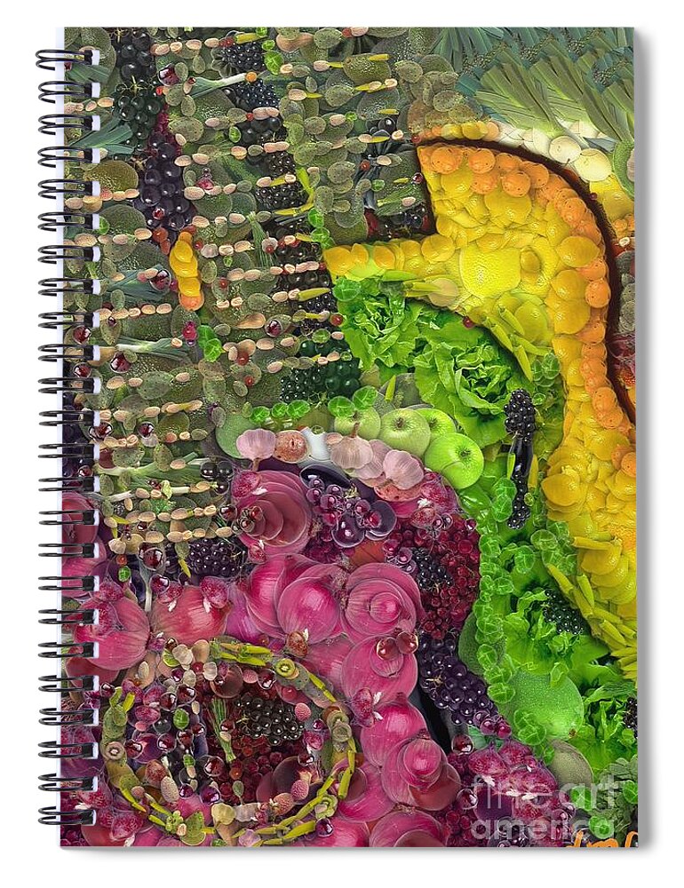 Digital Painting Spiral Notebook featuring the painting The color of music in the way of Arcimboldo by Dragica Micki Fortuna