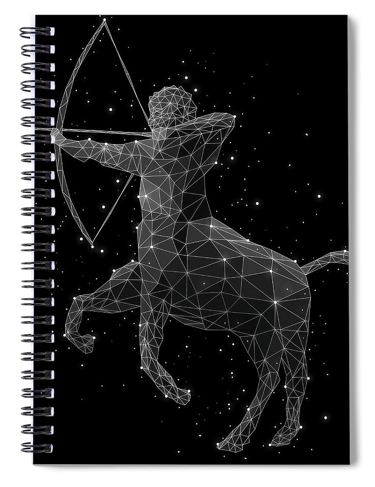 Three Dimensional Spiral Notebook featuring the digital art The Constellation Of Sagittarius by Malte Mueller
