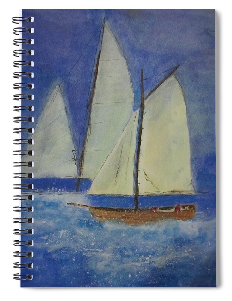 Yachts Spiral Notebook featuring the painting The Doreen by Elvira Ingram