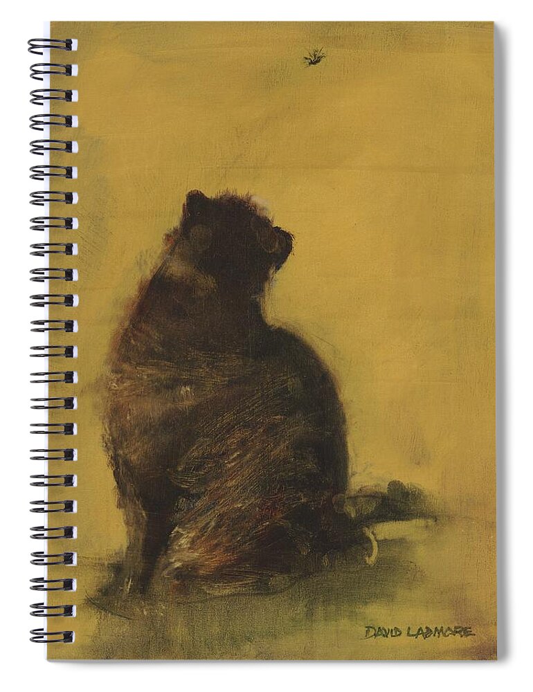 Cat Spiral Notebook featuring the painting The Entomologist by David Ladmore