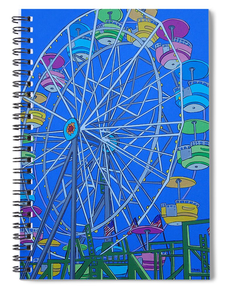 Stanko Spiral Notebook featuring the painting The Ferris Wheel by Mike Stanko