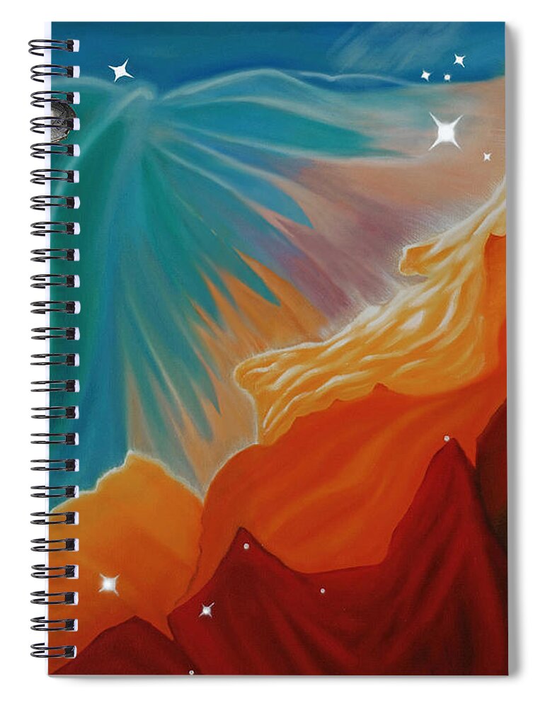Starship Spiral Notebook featuring the painting The Final Frontier by Barbara McMahon