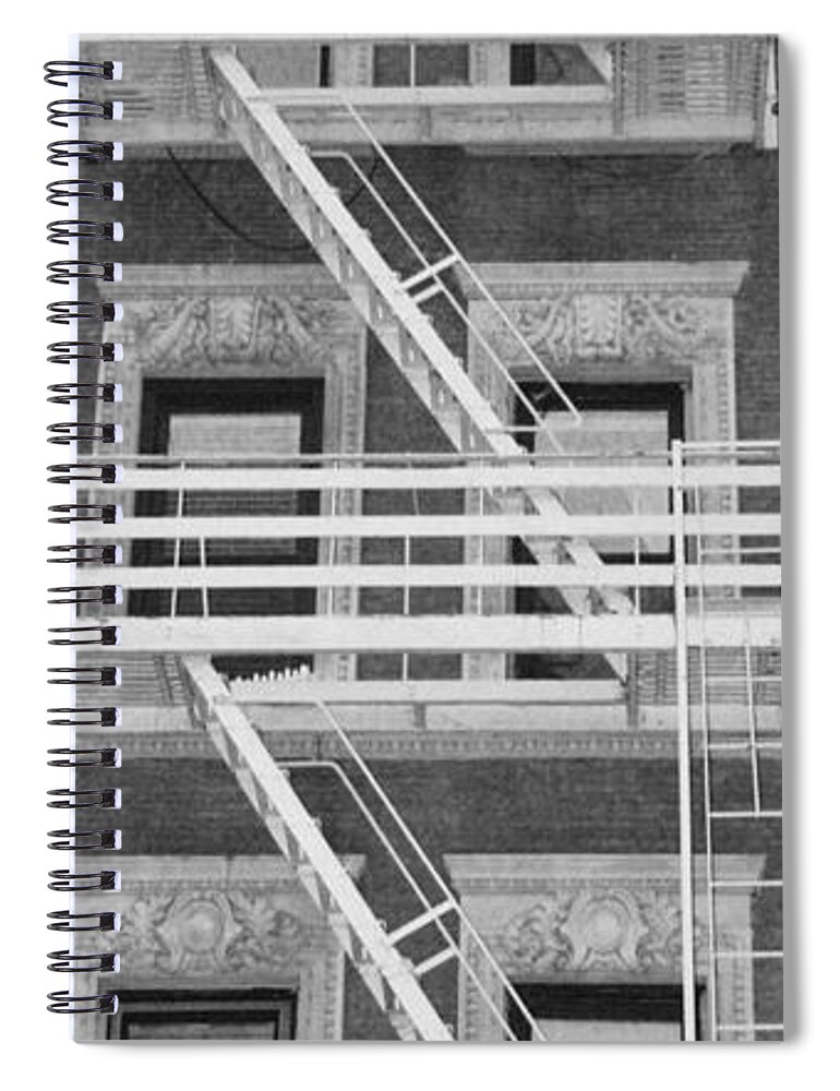 Scenic Spiral Notebook featuring the photograph THE FIRE ESCAPE in BLACK AND WHITE by Rob Hans