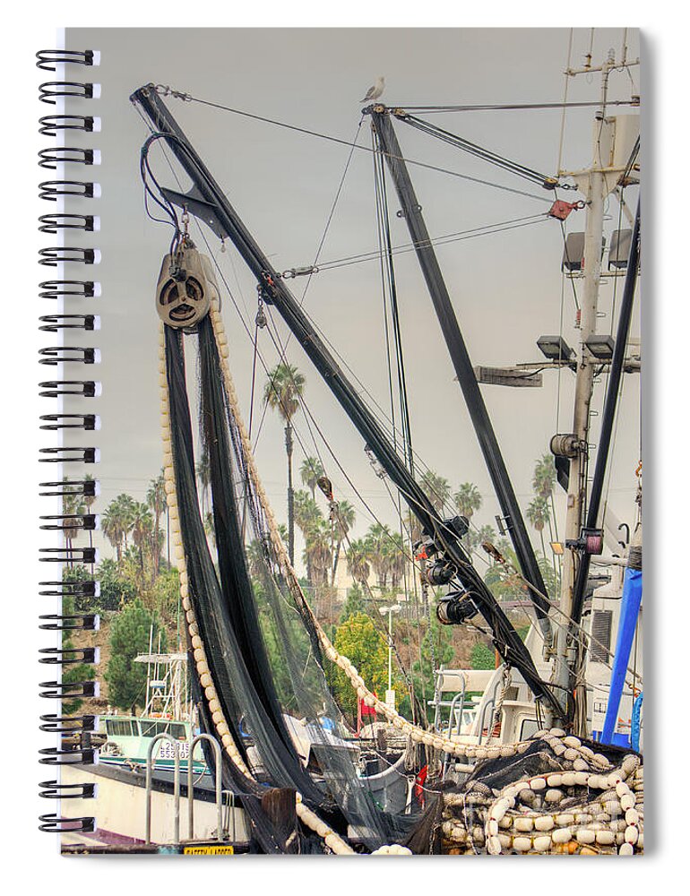 Harbor Spiral Notebook featuring the photograph The Fishing Boat by Donna Greene
