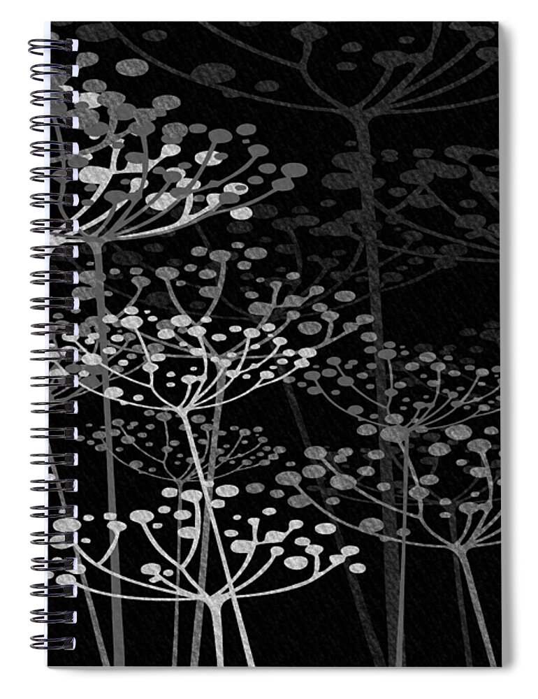 Fred Mefeely Rogers Spiral Notebook featuring the mixed media The Garden Of Your Mind BW by Angelina Tamez
