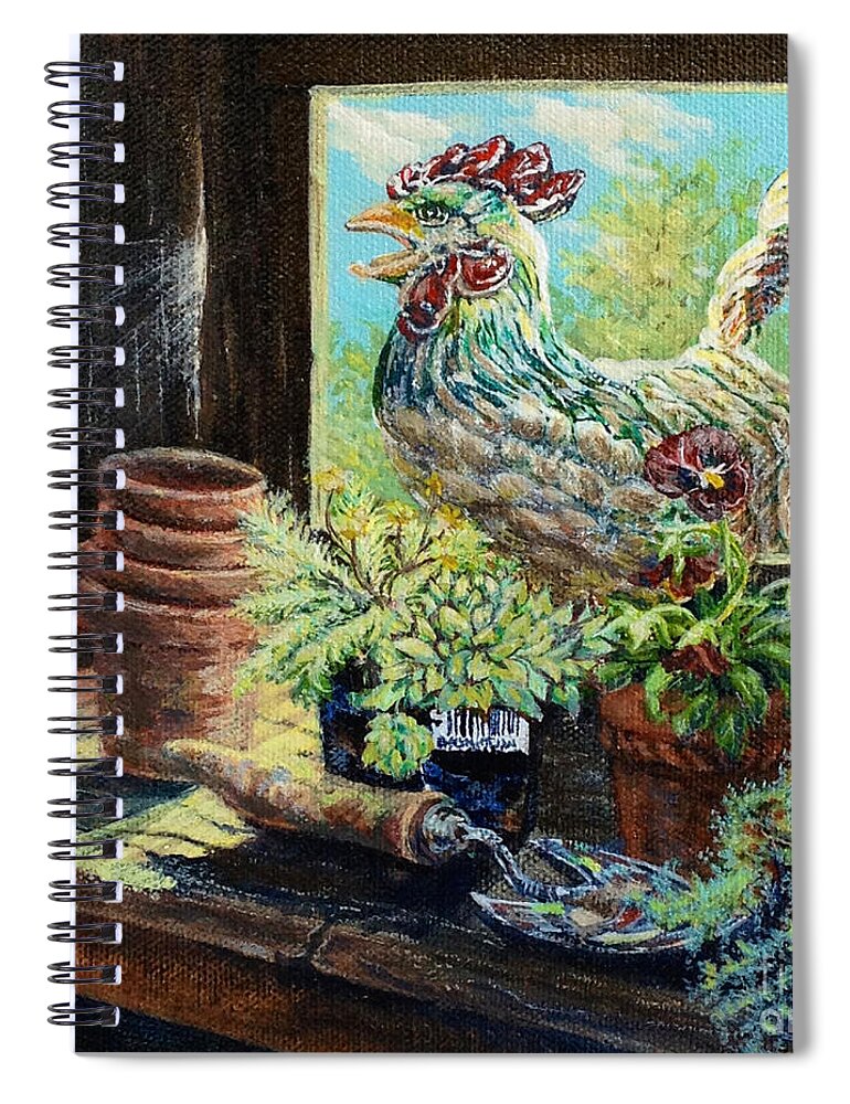 Garden Shed Spiral Notebook featuring the painting The Garden Shed by Gail Allen
