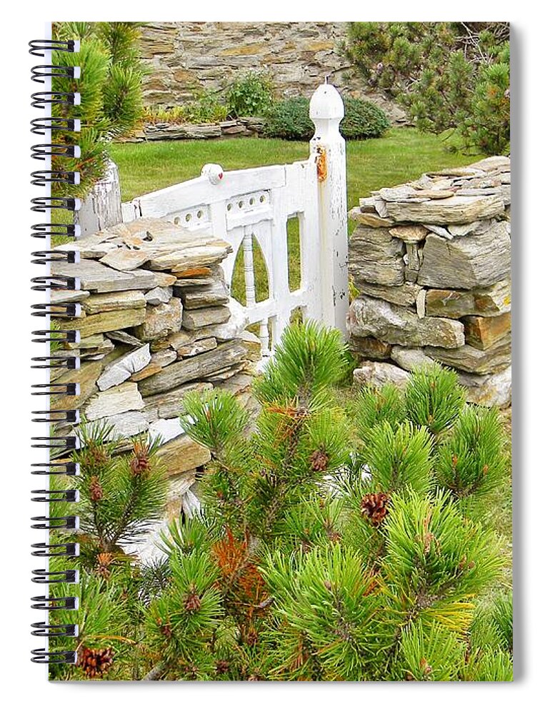 Gate Spiral Notebook featuring the photograph The Gate by the Sea by Jean Goodwin Brooks