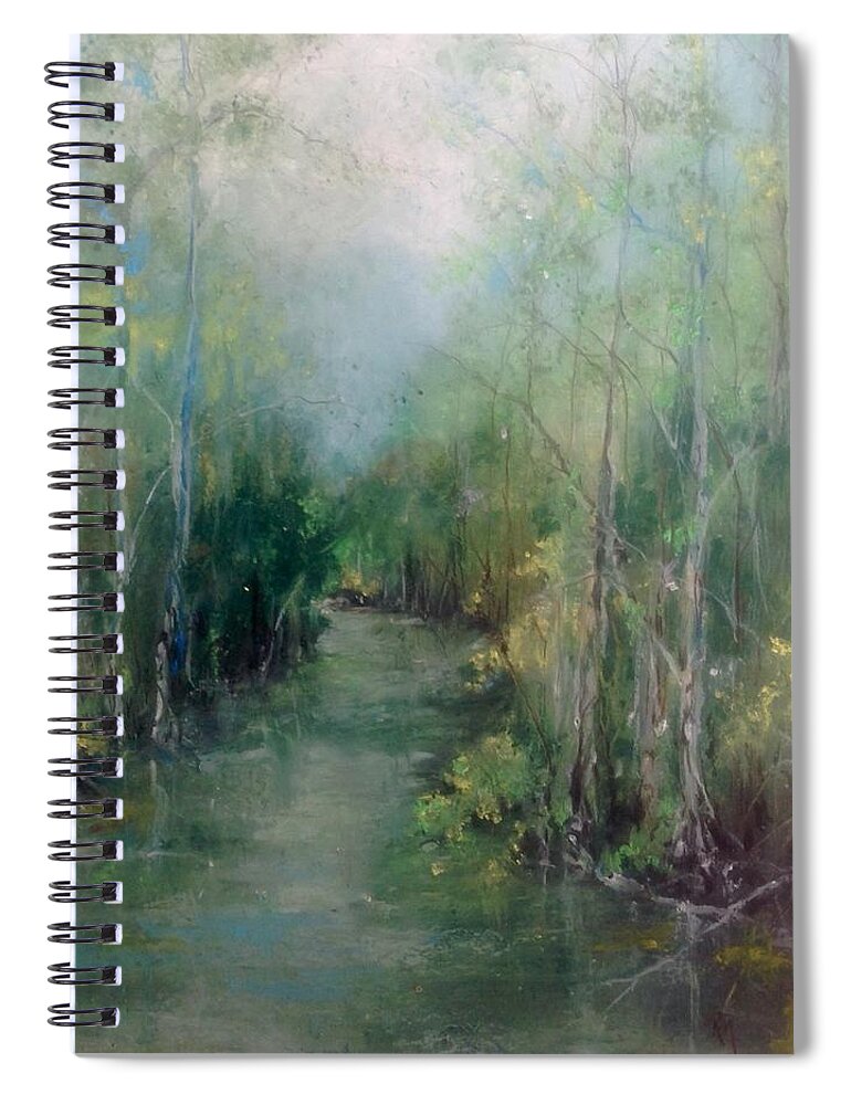 Southern Usa Spiral Notebook featuring the painting River Runs Deep Series #3 by Robin Miller-Bookhout