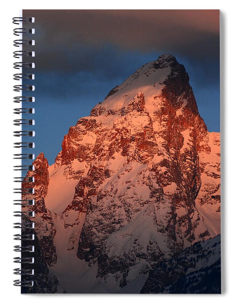 The Grand Teton With Alpenglow Spiral Notebook featuring the photograph The Grand Teton with Alpenglow by Raymond Salani III