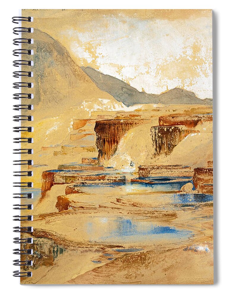 Thomas Moran Spiral Notebook featuring the painting The Great Thermal Springs of Gardiner's River Montana by Thomas Moran