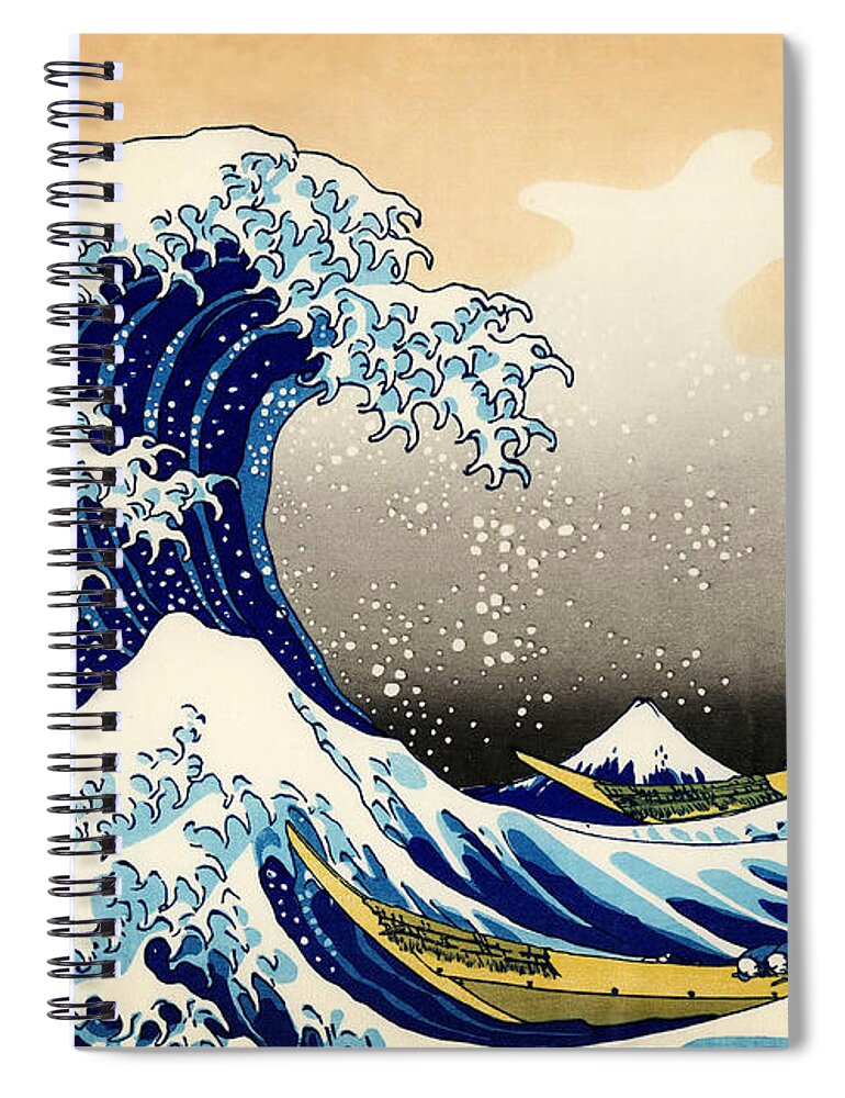 The Great Wave At Kanagawa Spiral Notebook featuring the painting The Great Wave at Kanagawa by Celestial Images