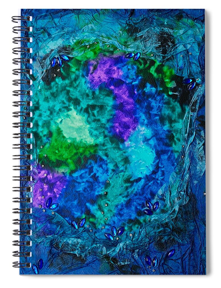 Abstract Spiral Notebook featuring the mixed media The Grotto by Michele Myers