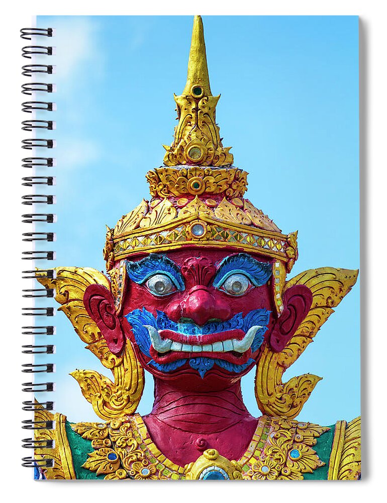 Thai Culture Spiral Notebook featuring the photograph The Guardian Demons by Jean-claude Soboul