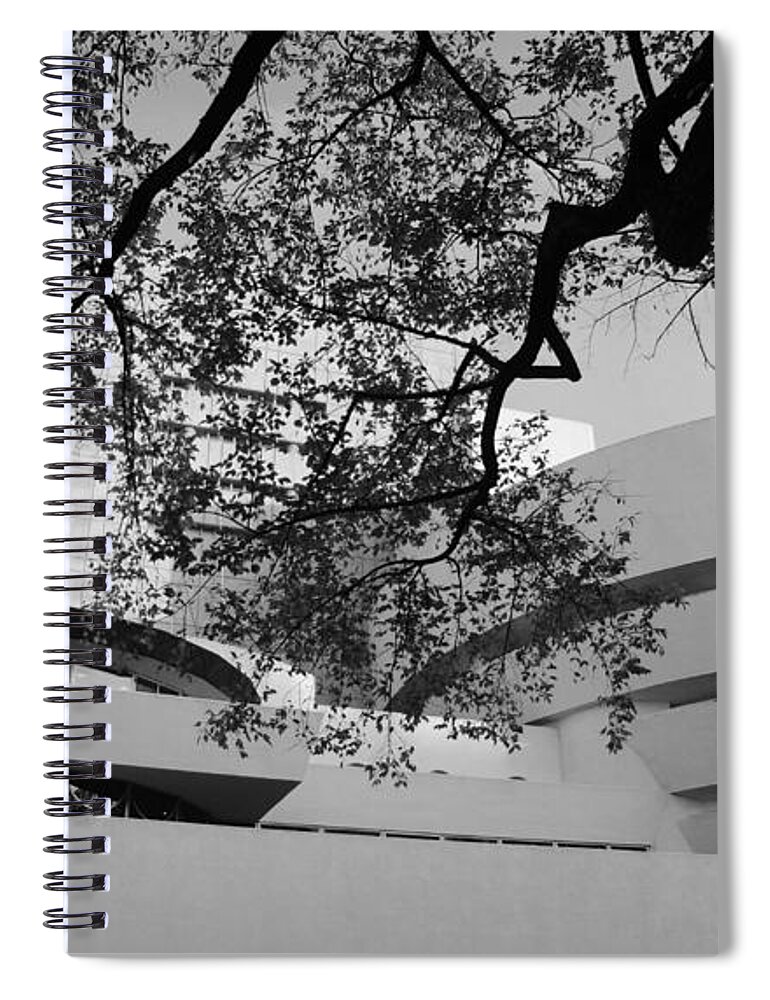 Scenic Spiral Notebook featuring the photograph THE GUGENHEIM in BLACK AND WHITE by Rob Hans