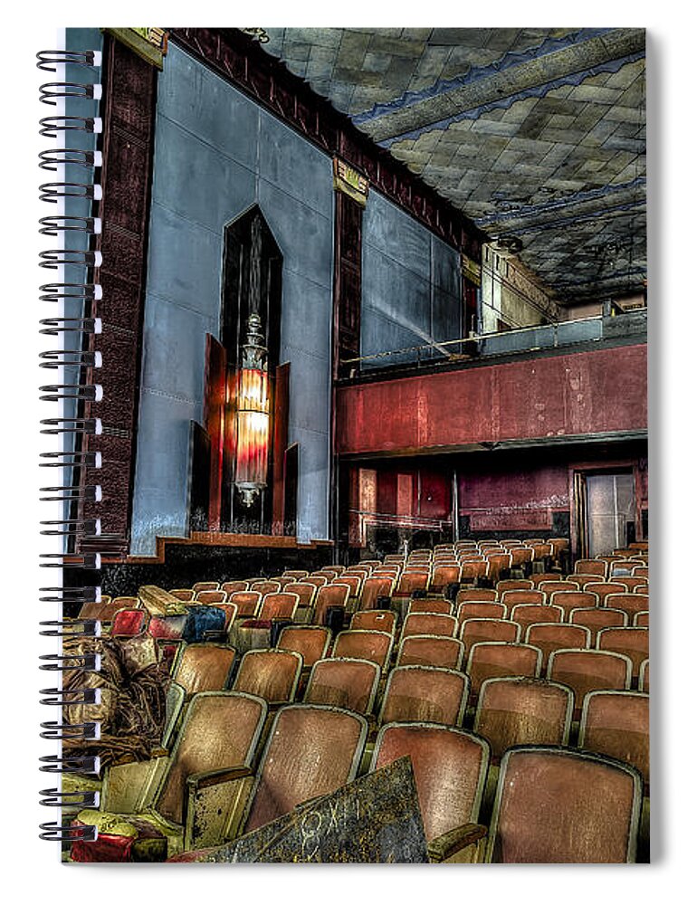 Cole Theater Spiral Notebook featuring the photograph The Haunted Cole Theater by David Morefield