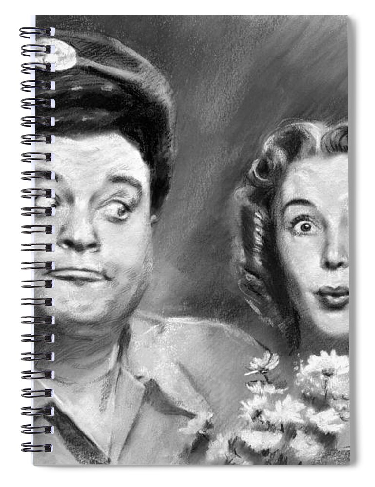 The Honeymooners Spiral Notebook featuring the drawing The Honeymooners by Viola El