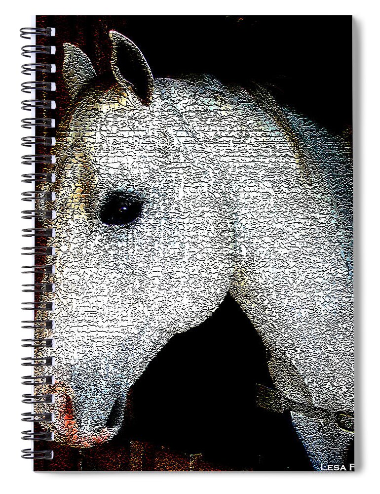 Horse Art Spiral Notebook featuring the mixed media The Iceman by Lesa Fine