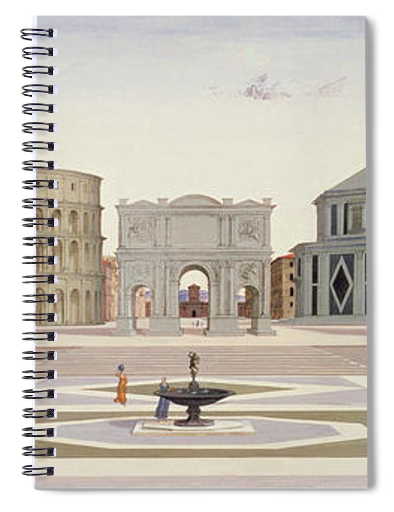 Carnevale Spiral Notebook featuring the painting The Ideal City by Fra Carnevale