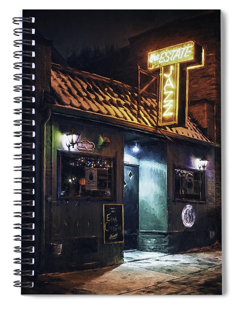 Jazz Estate Spiral Notebook featuring the photograph The Jazz Estate Nightclub by Scott Norris