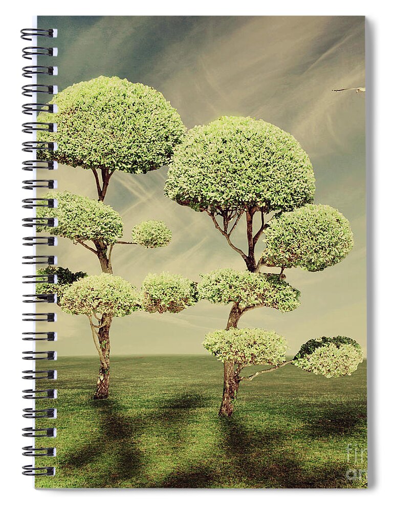 Trees Spiral Notebook featuring the digital art The Land of the Lollipop Trees by Linda Lees