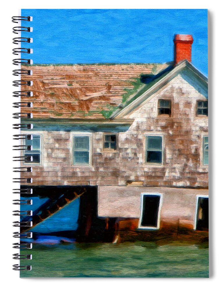 Chesapeake Bay Spiral Notebook featuring the painting The Last House on Holland Island by Michael Pickett