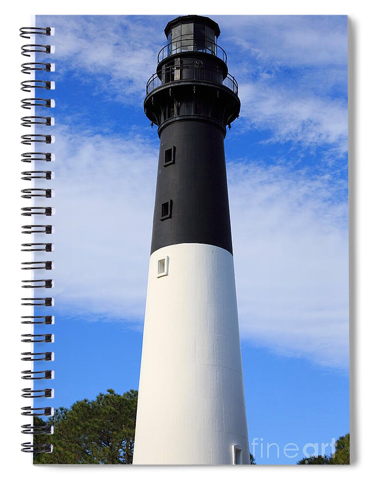 Lighthouse Spiral Notebook featuring the photograph The lighthouse at Hunting Island State Park in South Carolina by Louise Heusinkveld