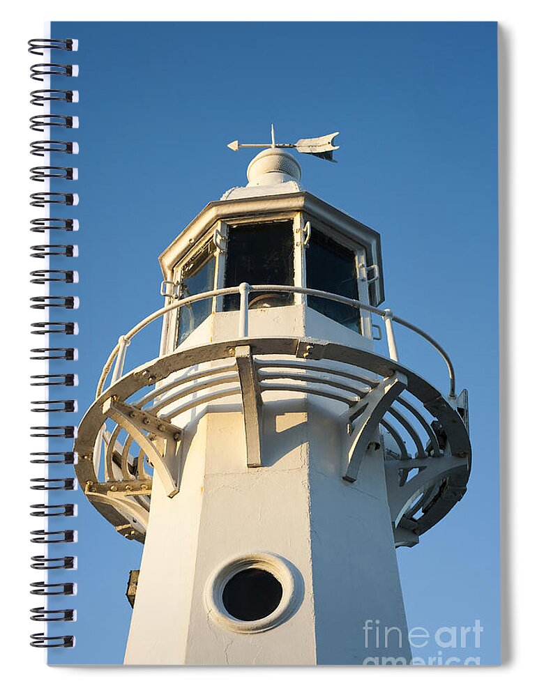 Autumn Spiral Notebook featuring the photograph The Lighthouse at Mevagissy by Anne Gilbert
