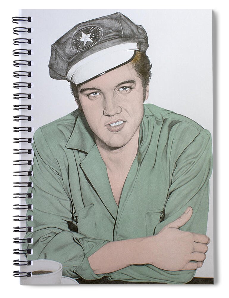 Elvis Spiral Notebook featuring the drawing The Memphis Flash by Rob De Vries
