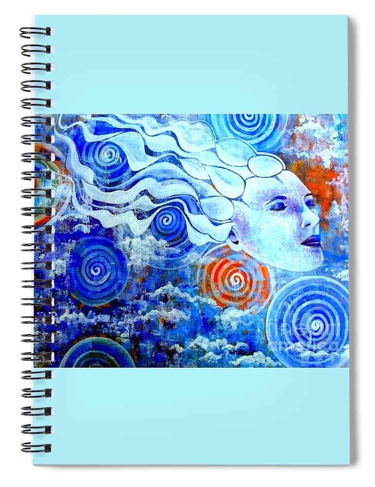 Julie-hoyle Spiral Notebook featuring the painting The Merging by Julie Hoyle