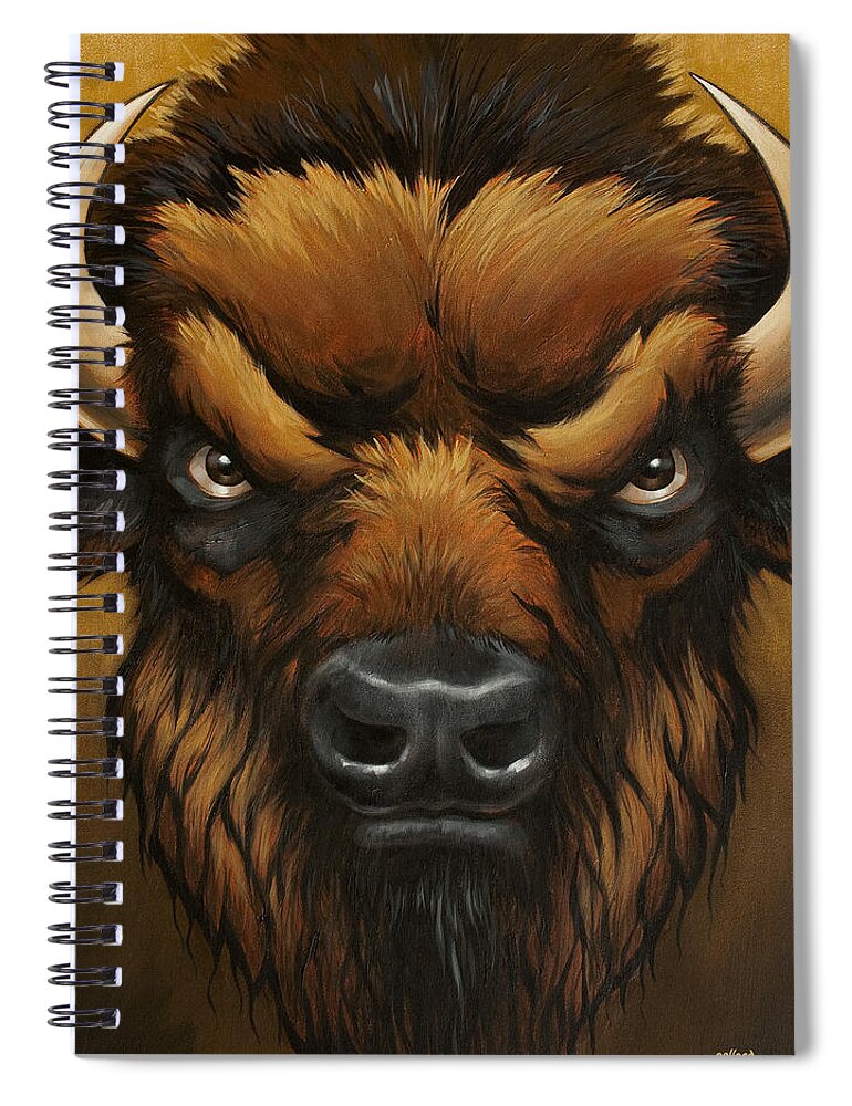 Bison Spiral Notebook featuring the painting The Mighty Bison by Glenn Pollard