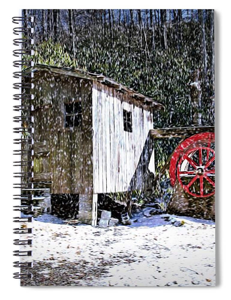 Snow Spiral Notebook featuring the photograph The Mill by Bill Howard
