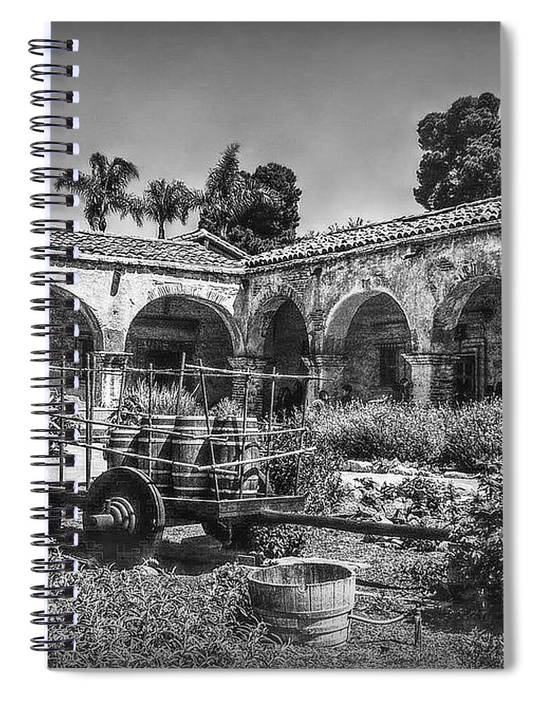 Mission Spiral Notebook featuring the photograph The Mission B/W by Hanny Heim
