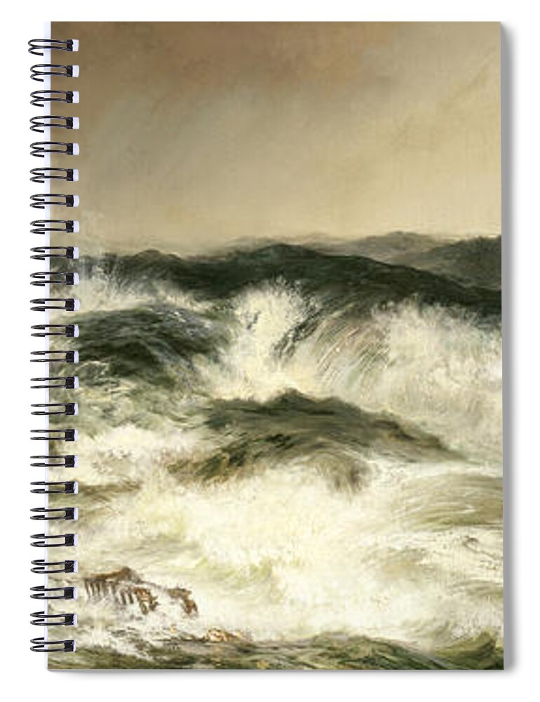 Thomas Moran Spiral Notebook featuring the painting The Much Resounding Sea by Thomas Moran