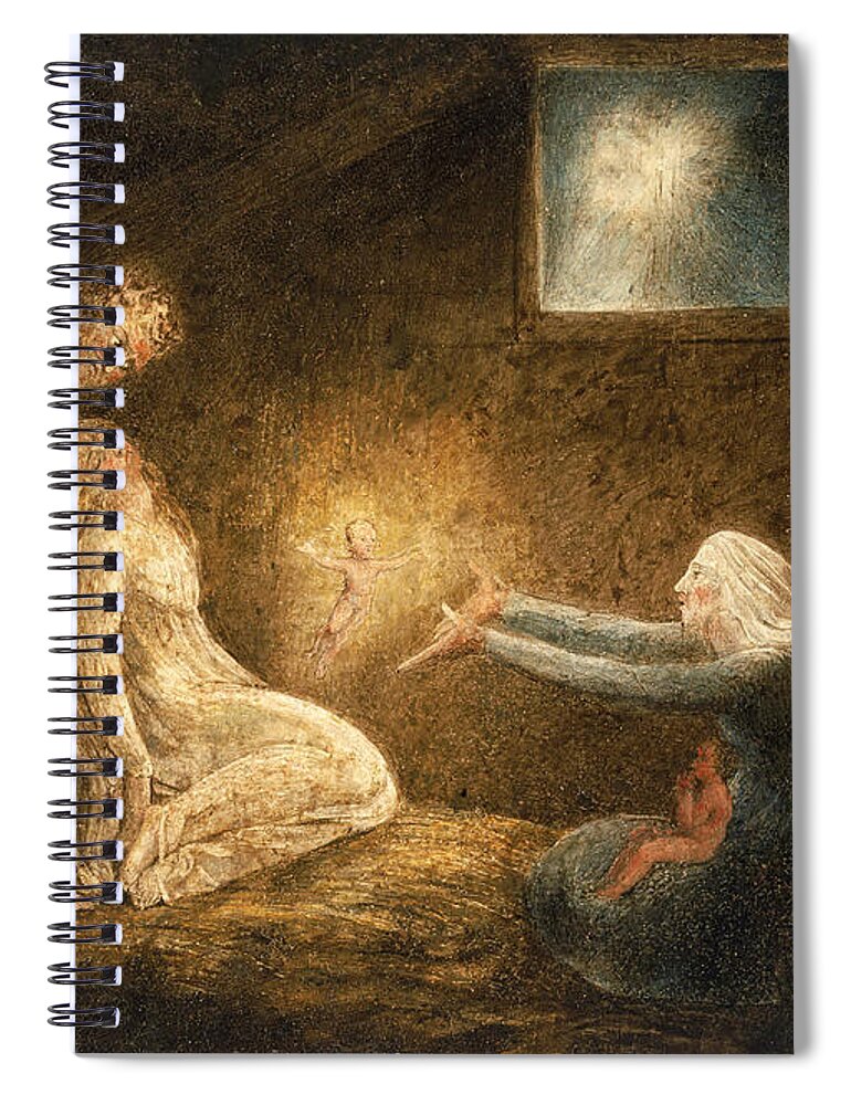William Blake Spiral Notebook featuring the painting The Nativity by William Blake