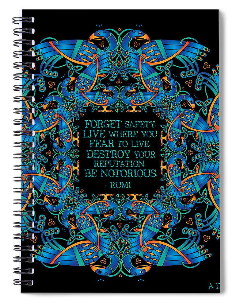 Peacock Spiral Notebook featuring the digital art The Notorious Celtic Peacocks by Celtic Artist Angela Dawn MacKay