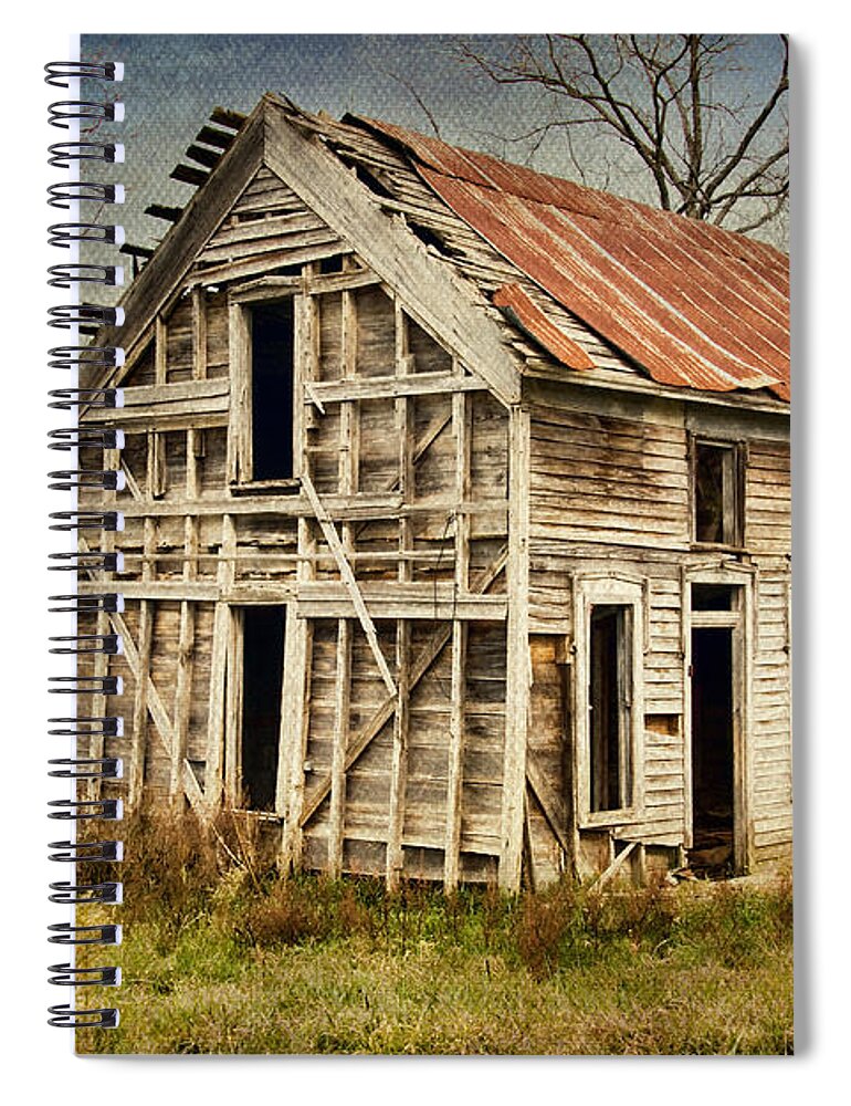 Decay Spiral Notebook featuring the digital art The Old Homestead by Lana Trussell