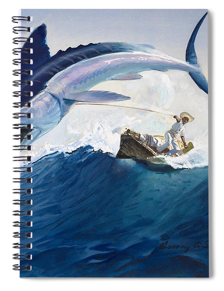 The Spiral Notebook featuring the painting The Old Man and the Sea by Harry G Seabright
