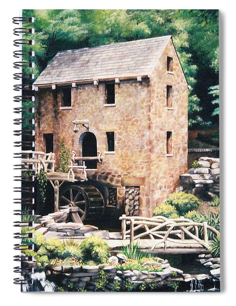 Gone With The Wind Spiral Notebook featuring the painting The Old Mill by Glenn Pollard