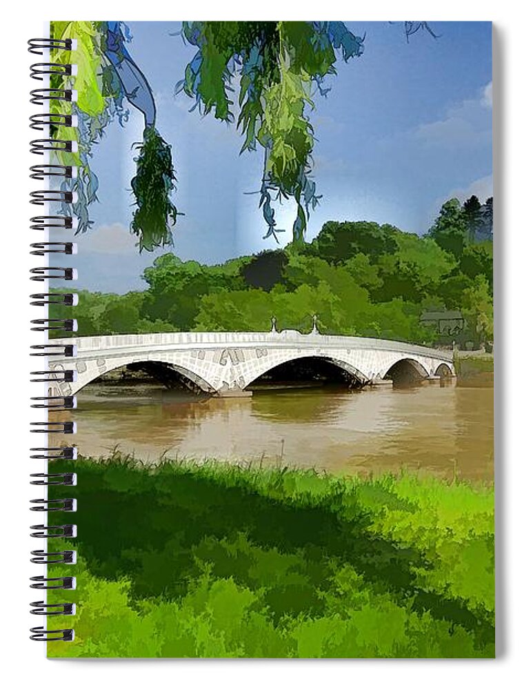 Bridge Spiral Notebook featuring the photograph The Old Town Bridge Chepstow by Ron Harpham