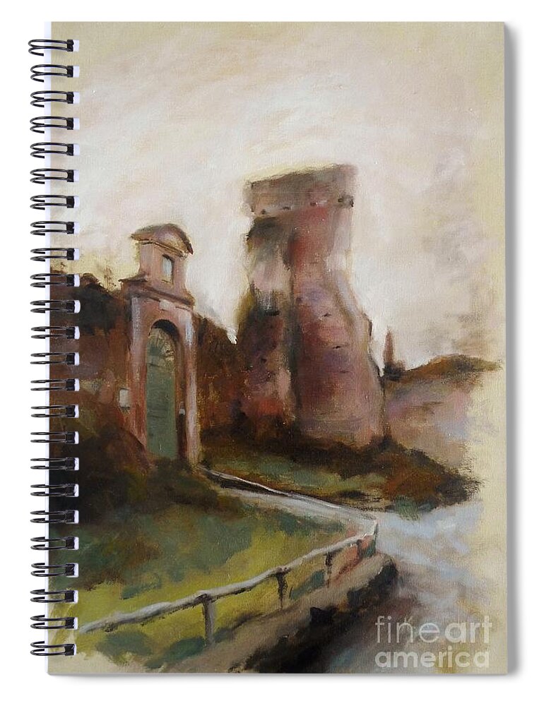Ruins Spiral Notebook featuring the painting The Palatine Hill in Rom by Karina Plachetka