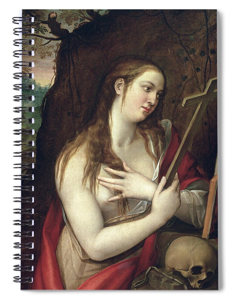 Vanitas Spiral Notebook featuring the painting The Penitent Magdalene by Luis de Carbajal
