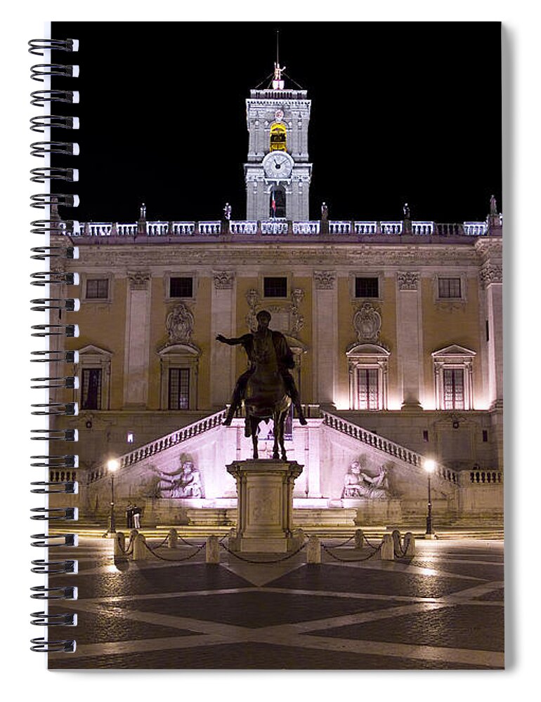 Rome Spiral Notebook featuring the photograph The Piazza del Campidoglio at night by Weston Westmoreland