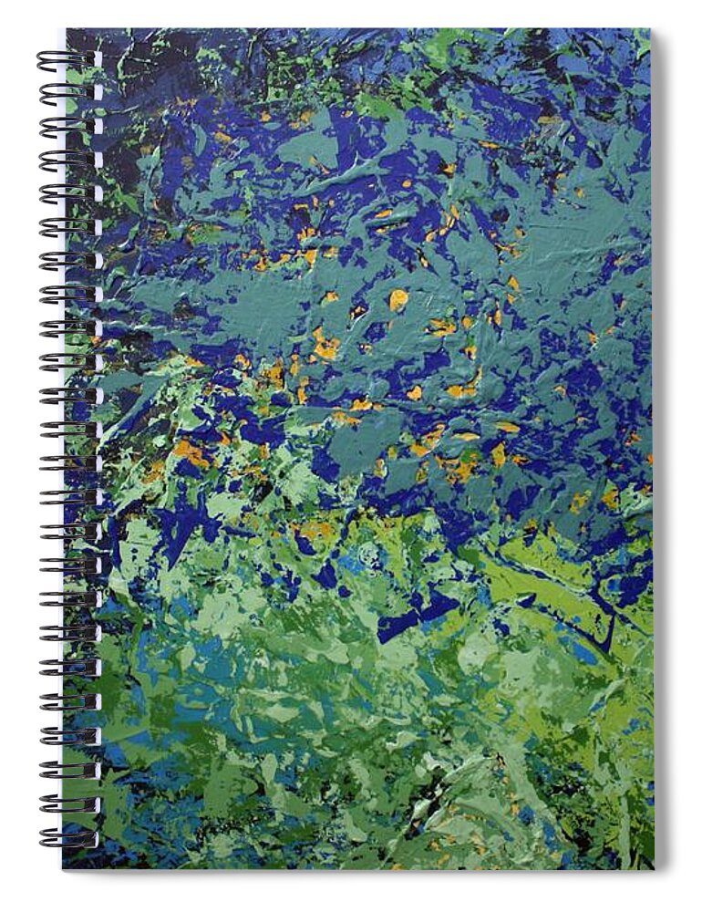 Pond Spiral Notebook featuring the painting The Pond by Linda Bailey