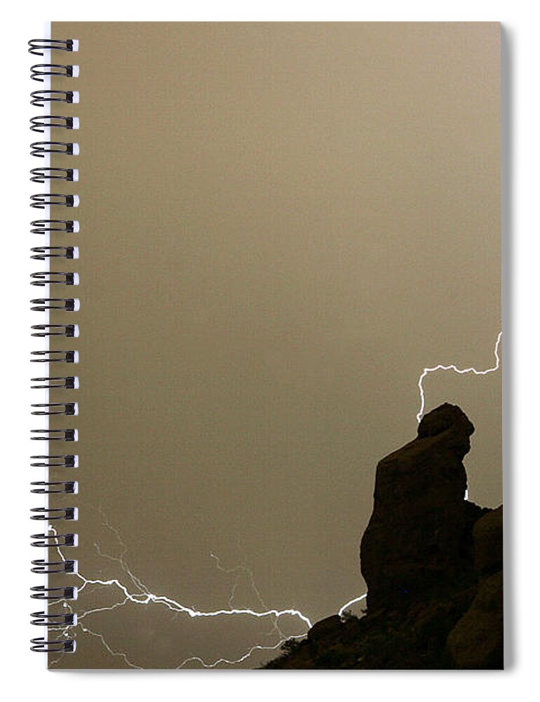 Praying Monk Spiral Notebook featuring the photograph The Praying Monk Lightning Strike by James BO Insogna