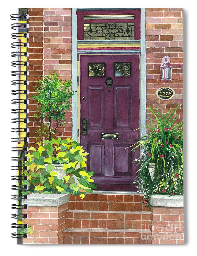 Door Spiral Notebook featuring the painting The Purple Door by Barbara Jewell
